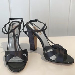 Badgley Mishka Satin & Glitter Block Heels